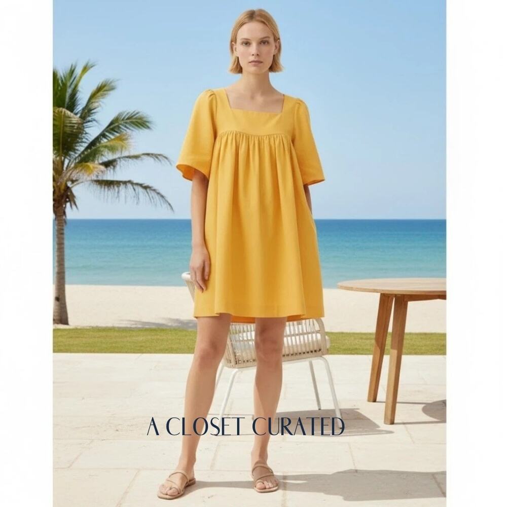 Three Graces Sofia Cotton Poplin Sundress 2 Yellow NEW